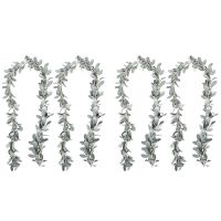 4 Pcs Artificial Flocked Lambs Ear Garland - 6Ft/Piece Soft Faux Vine Greenery and Leaves for Framhouse Decor