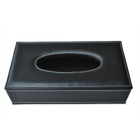 Car Home Rectangle Shaped Faux Leather Case Paper Tissue Box Holder Black