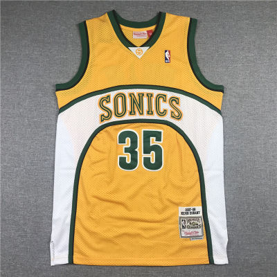 Ready Stock High Quality Mens 35 Kevin Durant Seattle Supersonics Mitchell Ness 2007-08 Hardwood Classics Swingman Jersey - Yellow