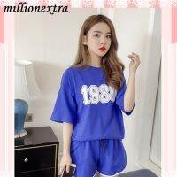 millionextra SET 1980 ชุดเซต 2 ชิ้น（เสื้อ+กางเกง) สไตล์สาวเกาหลี น่ารักใสๆ ผ้าโปร่งเบา สวมใส่สบาย