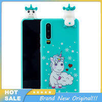 เคสป้องกันแบบเต็มรูปแบบกันกระแทกกันลื่นฝาหลัง TPU แบบนิ่มพิมพ์ลายการ์ตูนสีน่ารักสำหรับ Huawei P30 3D