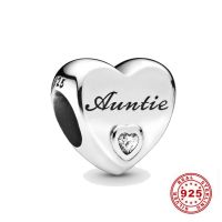 Hot Sale 925 Sterling Silver Auntie Love Heart Charm Sterling Silver fit Original Pandora Bracelets Jewelry Birthday Gift