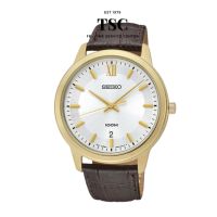 SEIKO Quartz รุ่น SUR036P1 (สีทอง) สายหนังแท้ คลาสสิก ช่องแสดงวันที่ ประกันศูนย์ไซโก้