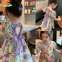 โปรโมชั่น Flash Sale : HOBIBEAR Girl dress Floral skirt heart halter princess dress foreign style pure cotton dress Children