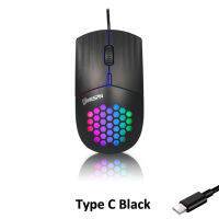 (มีในสต็อก) Type Cusb A เมาส์แบบมีสาย1600 DPI RGB Backlit Mice Honeycomb Gaming Mause สำหรับคอมพิวเตอร์ Mac แท็บเล็ต Air แล็ปท็อปพีซี **