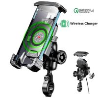 ▼™ﺴ 2022 อัพเกรด 12V รถจักรยานยนต์ที่วางโทรศัพท์ 20W Type C PD Quick Charger 15W Wireless Charger Cradle Holder สำหรับโทรศัพท์มือถือ 4.0-7.0