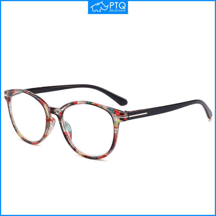 PTQ Floral Large Frame Reading Glasses Resin Lens Spring Temples