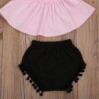 Newborn Baby Girl Clothes Set Off Shoulder Top T-Shirt+Shorts Pants 3PCS Outfit