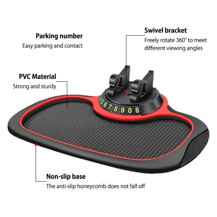 แผ่นรองโทรศัพท์กันลื่นสำหรับรถยนต์แผ่นรองโทรศัพท์กันลื่น360-rotating-anti-slip-dash-mat-universal-car-hone-holder-with-ชั่วคราวที่จอดรถจำนวน