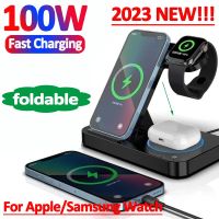 ZZOOI 100W 4 in 1 Fast Wireless Charger Stand For iPhone 14 13 Pro Apple Watch 8 7 6 Samsung Galaxy Watch 5 4 3 Charging Dock Station