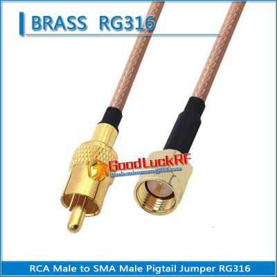 1X Pcs RCA Male to SMA Male Plug Pigtail Jumper RG316 RF Connector Extend cable copper RCA to SMA video recorder Electrical Connectors