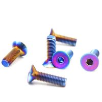 ☒✎ 4pcs M4 Countersunk hexagon socket screws Stainless steel burnt titanium screw Retrofit colorful bolts Allen flat head nails