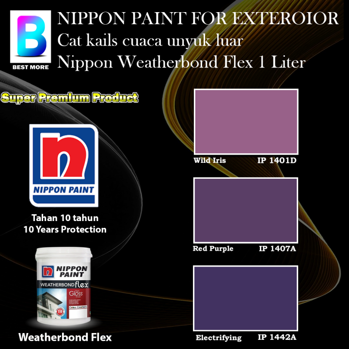 Nippon Paint Weatherbond Flex Exterior collection 1 Liter Wild Iris