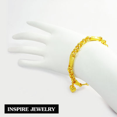 Inspire Jewelry ,สร้อยข้อมือลายเลส หุ้มทองแท้  หนัก 1 บาท งานจิวเวลรี่ งานร้านทอง พร้อมถุงกำมะหยี่