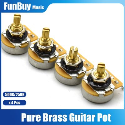 ‘【；】 4Pcs Pure Brass Shaft Guitar Pots Log A250K/B250K/A500K/B500K Brass Shaft Volume Tone Potentiometers For Electric Guitars