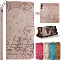 Leather Wallet Flip Case on for Funda Samsung Galaxy A34 5G SM-A346 Cases 3D Cat Butterfly Phone Cover Card Holder Lanyard Women