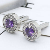 ที่ละเอียดอ่อน Tiny Round Cufflink สำหรับชายสีม่วงคริสตัลคุณภาพสูงภาษาฝรั่งเศสคำเสื้อ Cuff Links ปุ่มชายเครื่องประดับของขวัญ-Yrrey