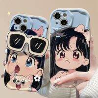 MrHaha เคสสำหรับ OPPO A57 A78 A17 A17k A77 A77s A76 A96 A16 A16s A15 A5s A15s A94 A93 A7 A53 A95 A3s 2020 Reno 5 A5 A9การ์ตูนเด็กผู้หญิงที่มี A54ยึดฝาครอบป้องกันเนื้อนิ่ม TPU เคสโทรศัพท์ปิดขอบโค้งเป็นคลื่น