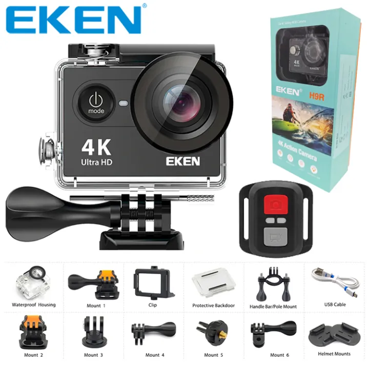 accept eternal Compose EKEN H9R Action Camera Sports Cam 20MP 4K Ultra HD + Accessories + Remote  Shutter Control (Black) | Lazada
