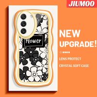 JIUMOO เคสปลอกสำหรับ Samsung S22บวก S22พิเศษ5G เคสดอกไม้ธรรมดาลายการ์ตูนแฟชั่นขอบคลื่นป้องกันเลนส์กล้องเคสโทรศัพท์โปร่งใสน่ารักเคสนิ่มกันกระแทกกรอบซิลิโคนใส