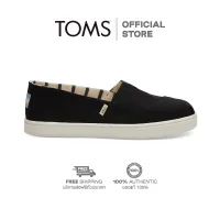 TOMS รองเท้าลำลองผู้หญิง แบบสลิปออน (Slip on) รุ่น Cupsole Alpargata Black Heritage Canvas รองเท้าลิขสิทธิ์แท้