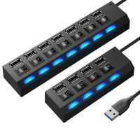 【ยืดหยุ่น】 USB Hub 2.0 USB Splitter Multi Hub USB 2.0อะแดปเตอร์ USB หลายพอร์ตอะแดปเตอร์ไฟ USB 2.0พร้อมสวิตช์อุปกรณ์เสริมสำหรับแล็ปท็อปสำหรับ PC