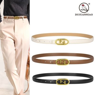 Cowhide Belt Female Fashion Designer Ladies Thin Smooth Buckle Clothing Accessories