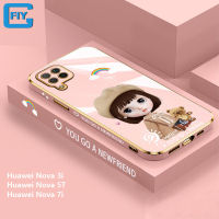 เคสสำหรับ Huawei Nova 3i Nova 5T Nova 7 SE Nova 7i Nova 8i Nova 8 SE Nova 9 SE Nova 9 SE Nova 10 Pro เคสโทรศัพท์แฟชั่นรูปการ์ตูนน่ารักๆของผู้หญิงฝาครอบโครเมียมแบบนิ่มเคสห่อหุ้มยางเต็มรูปแบบเพื่อการป้องกันสำหรับเด็กผู้หญิง