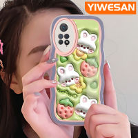 YIWESAN เคสสำหรับ Xiaomi Redmi Note 11 Pro Note 5G 11e Pro,เคส3D ลายการ์ตูนรูปกระต่ายสตรอเบอร์รี่เคสมือถือกันกระแทกแบบใสนิ่มเคสโปร่งใสลายกล้องถ่ายรูปซิลิก้าเจลฝาครอบป้องกัน