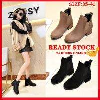 CODhuanglan212 ✨ Kasut Perempuan✨Chelsea Female Boots Female Boots 2019 New English Style Student Korean Version Baitao Middle-heeled Shoe Female Winter