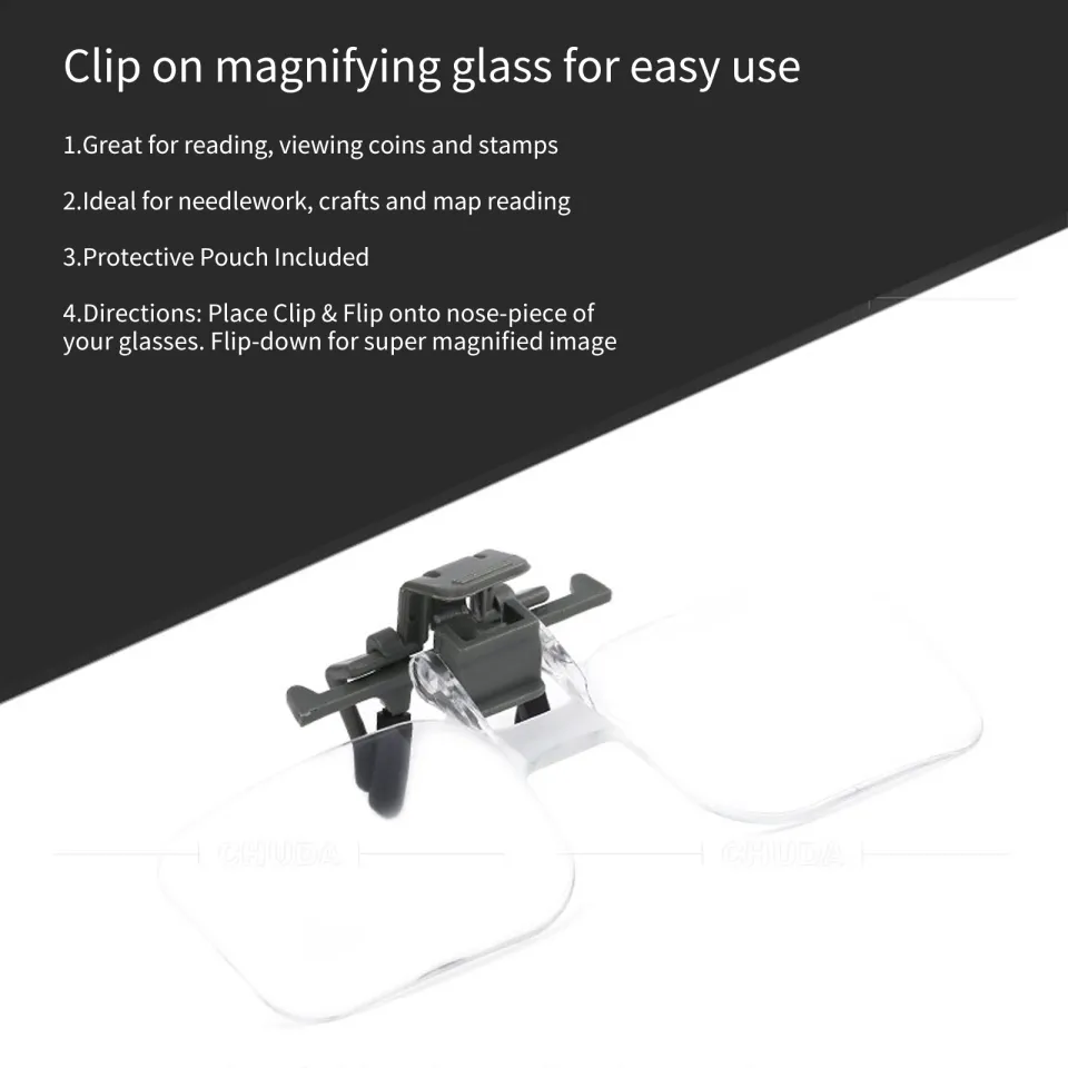 2X Clip Loupe Magnifier Light-weight Magnifying Glasses for Needlework  Crafts Map Reading