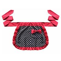 Princess Half Apron Cotton Half Length Apron Little Dot Decor for Women Gilrs Ladies (Red)