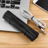 OUNONA 500pcs 15cm Plastic Coated Iron Wire Twist Ties Cable Wrap Organizer Ties (Black)