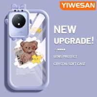 YIWESAN เคสสำหรับ VIVO Y02 Y02A เคส2023 Y11การ์ตูนหมีเคสโทรศัพท์แบบใสซิลิโคนนิ่มที่สร้างสรรค์สีสันสดใสน่ารักมอนสเตอร์ตัวน้อยป้องกันเลนส์กล้องเคสใสกันกระแทก