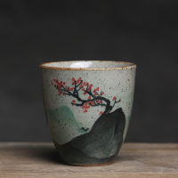 Hand Painted Landscape Tea Cups Red Plum Blossom Chinese Style Pottery Mountain Coffee Mugs Tea Set Teacup Teaware A Cup Of Tea