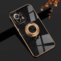 เคสซิลิโคนชุบหรูหราสำหรับโทรศัพท์11ไลท์4G/5G Mi11อัลตร้า Mi11โปรแม่เหล็กอ่อนฝามีที่ถือวงแหวนอัลตร้า Mi11