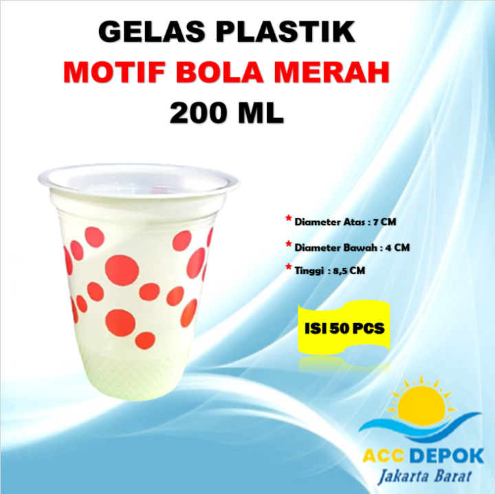 Gelas Plastik Bola Ondel Polkadot Merah Cup 200ml Lazada Indonesia 9374