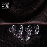 GLASS HUB (LYNX) แก้วหู JXDP01-3 -  แก้วมีหูจับ แก้วกาแฟ แก้วทรงกลม แก้วสมุนไพร แก้วใส่เครื่องดื่ม (เซต 6 ใบ)