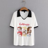 【มีไซส์ใหญ่】Plus Size XL-4XL Womens Short Sleeve Summer T-shirts Oversized Cute Printed White BlackTops Large Size Female Top