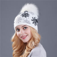 2021 New Snowflake Pompom Beanie Hat Christmas Gift Korean Winter Warm Knitting Thick Hat for Women and Men Valentines Day Gift