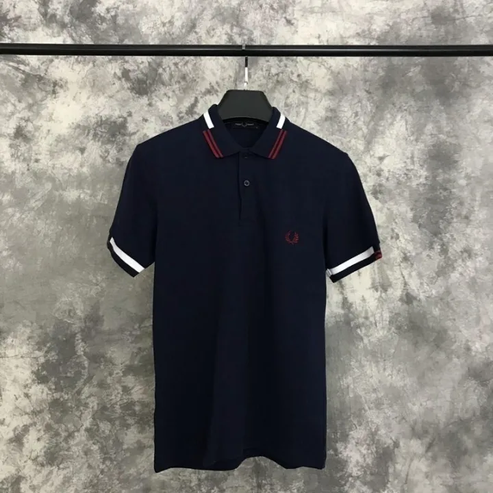 fredperry-british-trend-fredperry-ข้าวสาลีสีเสื้อโปโลลายทางปกแขนสั้นผู้ชายธุรกิจลำลองทุกวัน-fp