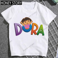 Dora เสื้อยืดแขนสั้นสำหรับเด็กชายหญิง,เสื้อยืดแขนสั้นของเด็กเสื้อเชิ้ตยาวครึ่งแขนเสื้อผ้าเด็กสไตล์เกาหลีเสื้อยืดลำลองสำหรับฤดูร้อน