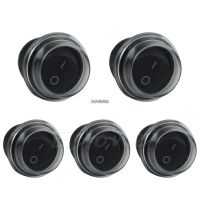 【Popular choice】 5 X Round Black 2 Pin SPST ON-OFF Rocker Boat Switch 12V Snap + Waterproof Coatfor