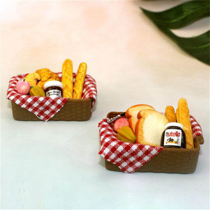 WXGR 112 Dollhouse Miniature Breakfast Set Bread Basket Doll House
