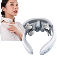 ZZOOI Smart Neck Massager Electric Vibration Pulse Cervical Massager Rechargeable Heating Voice Neck Back Massage Pain Relief Relax