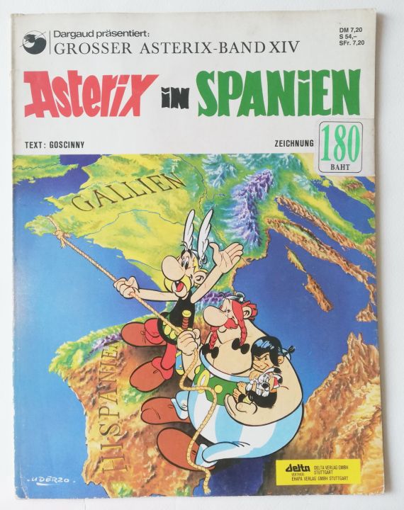 มือ2,หนังสือการ์ตูนภาษาเยอรมัน Dargaud prasentiert: GROSSER ASTERIX-BAND XIV Asterx in SPANiIEN TEXT: GOSCINNY ZEICHNUNG GALLIEN WVdST UDERZO DELTA VERLAG GMBH delta CLAPA VERLAG CMBH STUTTEART STUTTGART