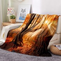 2023 Natural Sunset Forest Fog Landscape Flannel Cozy Warm Blanket Fluffy Soft Sheet for Bed Sofa Nap Camping Travel Throw Blankets