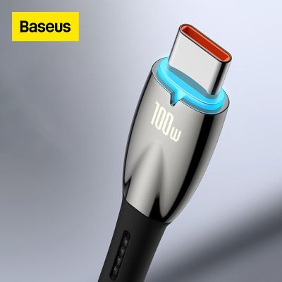 Baseus ไฟ Led PD100W สาย Usb ชนิด C,ใหม่ชาร์จเร็วข้อมูลประเภท C ถึง5A สายโทรศัพท์มือถือสำหรับแล็ปท็อปโทรศัพท์ Xiaomi