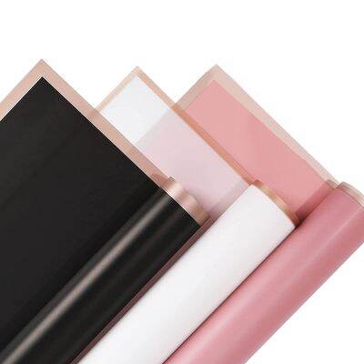 60 Floral Wrapping Paper Pink Black White Waterproof Flower Bouquet Wrapping Paper with Gold Border