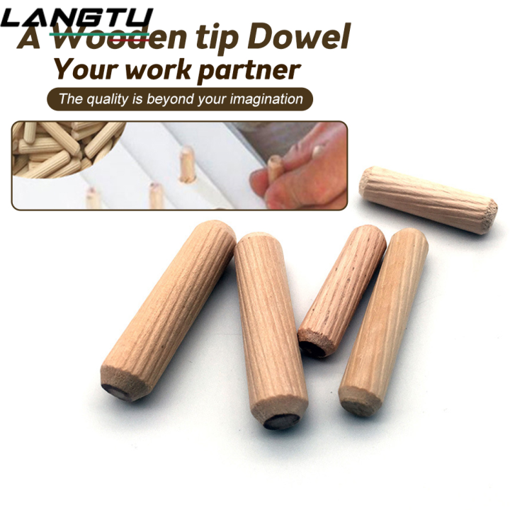 LANGTU 100pcs 6mm 8mm 10mm Fluted Wood Dowel Pins Tapered Insertion